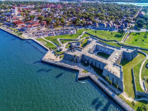 an aerial view of a castle next to the water at Windjammer 403 in Cedar Landing
