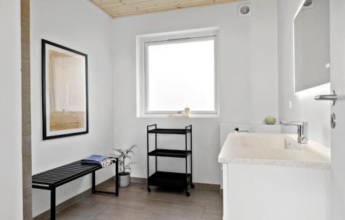 uma casa de banho branca com um lavatório e um balcão em Lovely Home In Hadsund With Kitchen em Hadsund
