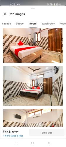 a collage of two pictures of a bedroom at Aashra inn in Lucknow