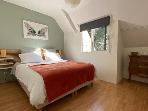 a bedroom with a large bed and a window at Chez Alix et Christophe in Trélazé