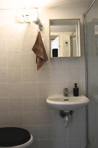 ein Bad mit einem Waschbecken und einem Spiegel in der Unterkunft My Little Nest in San Lorenzo - Termini - Holiday Home in Rom