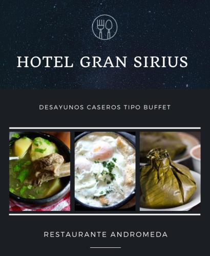 a collage of different pictures of food on a website at Hotel Gran Sirius in Sáchica