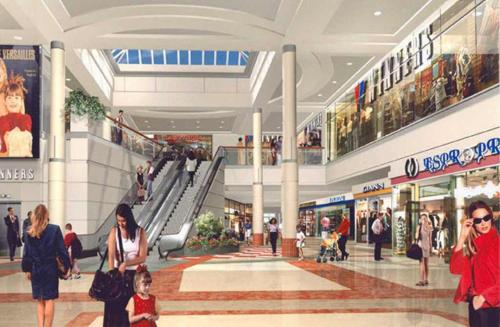 a rendering of a shopping mall with people walking in it at Confort in Montréal