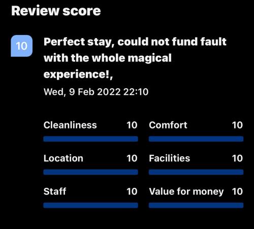 a screenshot of a cell phone with a review score at Luxurious, Fabulous, Fun, Contemporary Suite in Retreat Centre in Salisbury