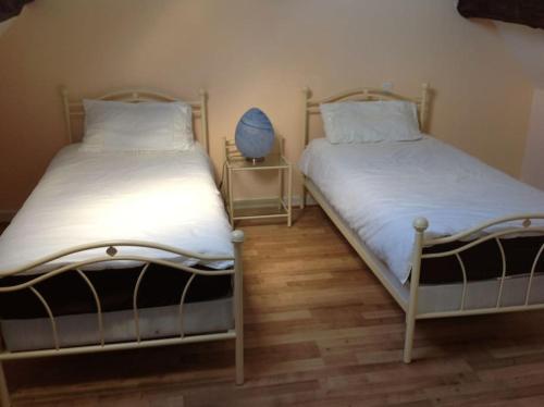 two beds sitting next to each other in a room at Magnificent 18th Century, 5 Star Luxury Spa in Melleray-la-Vallée