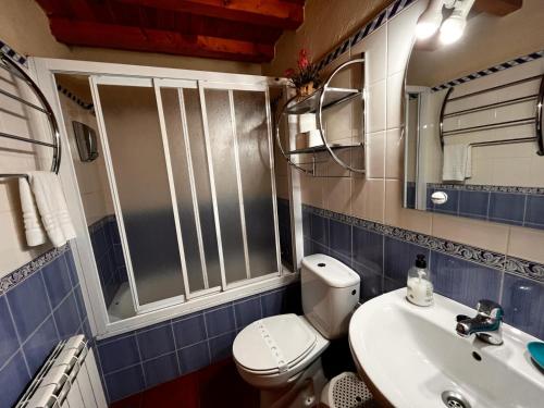 une salle de bains avec toilettes et lavabo dans l'établissement CASA RURAL LA SERROTA, à San Martín de la Vega del Alberche