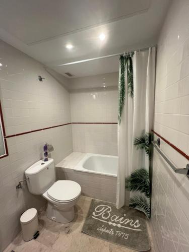 a bathroom with a toilet and a bath tub at Apartamento Punta Prima in Torrevieja