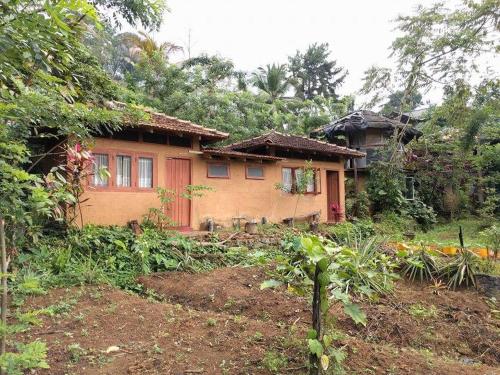 a small house in the middle of a forest at Deniyaya National backpackers hostel in Deniyaya