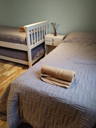 a bedroom with two twin beds and a crib at ESTEPA CHIMEN in Río Gallegos
