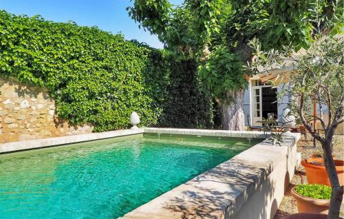 - une piscine dans une cour à côté d'une haie dans l'établissement Lintimiste, à Paradou