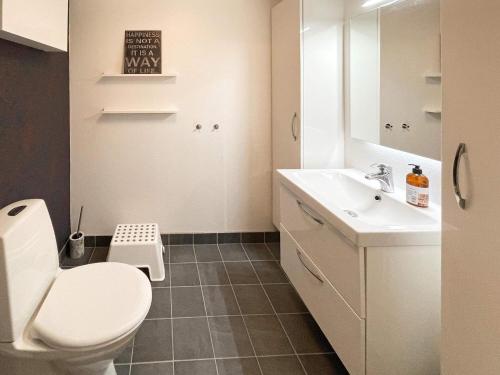 a bathroom with a white toilet and a sink at 5 star holiday home in HÖÖR-By Traum in Höör