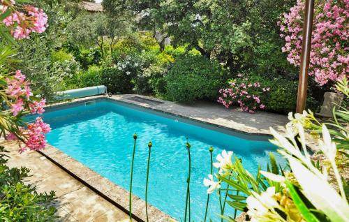 - une piscine dans un jardin fleuri dans l'établissement Saint Benoit 3, à Villeneuve-lès-Avignon
