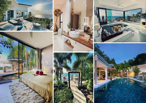 a collage of pictures of a house at VILLA TSAY - Nature, Privacy, Elegance in Haad Yao