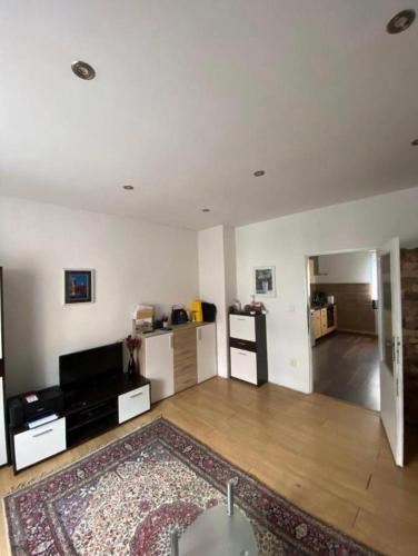 an empty living room with a rug and a living room at private house in Ústí nad Labem