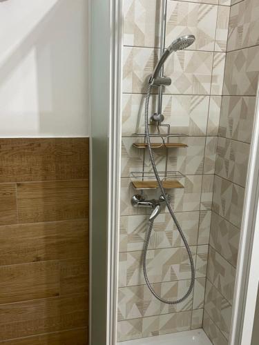 a shower with a shower head in a bathroom at CASA MAJA casa per vacanze abruzzo in Lettomanoppello