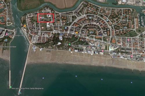 a map of a city next to the water at Apartment Caorle de Lux 3min from the BEACH, swimming pool, parking in Caorle