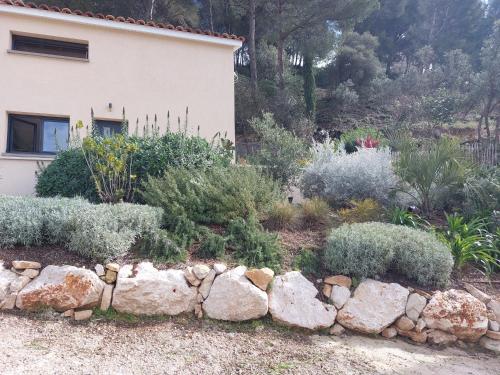 un jardin devant une maison dans l'établissement La Belle de Cassis, à Cassis