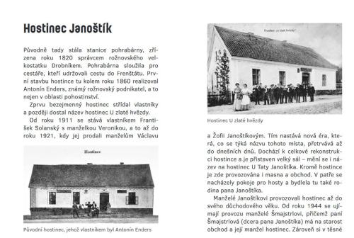 a page of a brochure for a housebuilding synagogue at Penzion Janoštík in Rožnov pod Radhoštěm