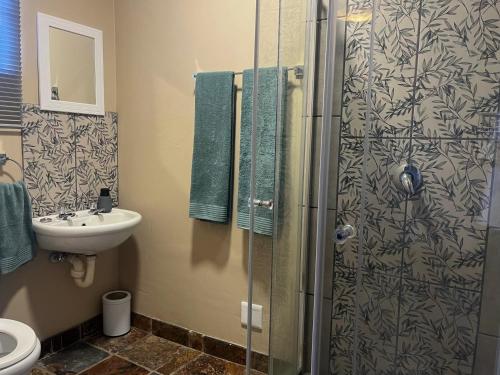 a bathroom with a shower and a sink at SLEEP INN - Bethlehem - in Bethlehem