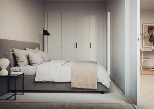 Krevet ili kreveti u jedinici u okviru objekta Demims Apartment Triaden - 15mins from Oslo, close to Ahus & SNØ