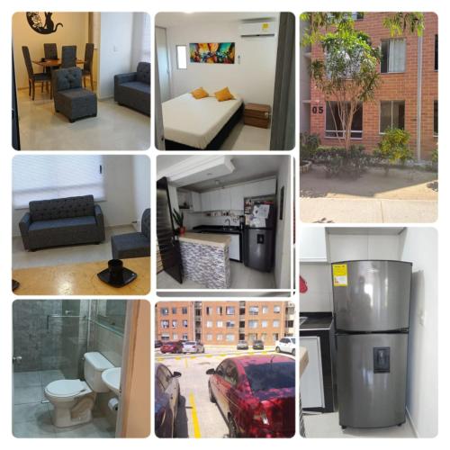 un collage de fotos de una habitación y un apartamento en Como en casa, en Barranquilla