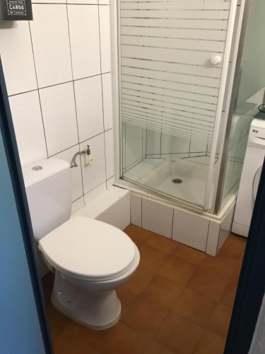 une salle de bain avec toilettes et douche dans l'établissement Las Paganes, à Argelès-sur-Mer