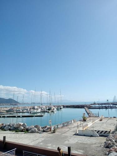a marina with many boats in the water at A casa di Chiara Salerno in Salerno