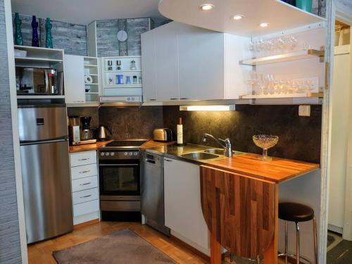 Kuchyň nebo kuchyňský kout v ubytování Viihtyisä huoneisto Tahkolla