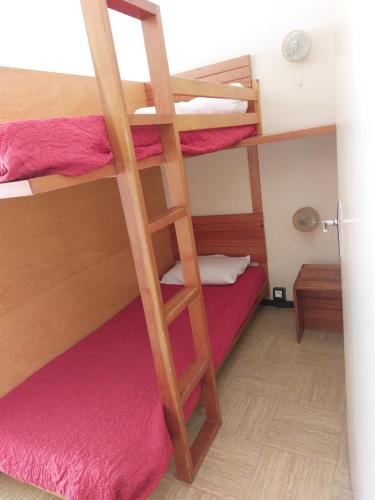 - une chambre avec 2 lits superposés et une échelle dans l'établissement Studio Front de Neige, à Saint-Étienne-en-Dévoluy