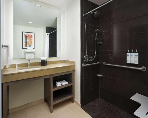 een badkamer met een wastafel en een douche bij Hyatt House Atlanta Downtown in Atlanta