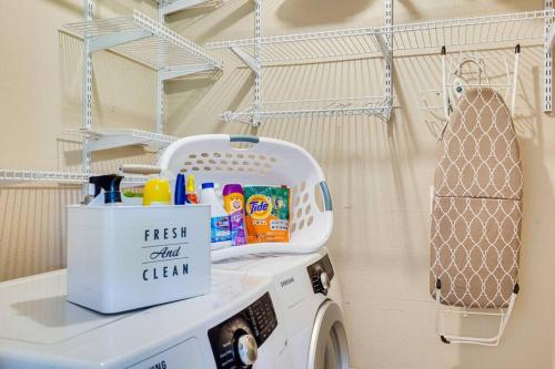 a washing machine with a basket on top of it at HOT TUB - Beautifully Renovated Home in West Texas in Fort Stockton