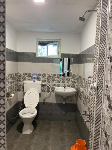 a bathroom with a toilet and a sink at Maliyeckal Homestay in Munnar