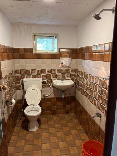 a bathroom with a toilet and a sink at Maliyeckal Homestay in Munnar