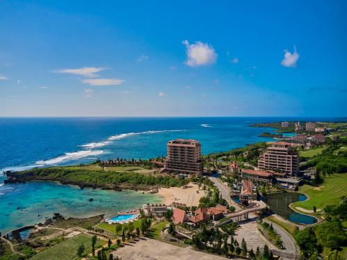 an aerial view of a resort and the ocean at Hotel Shigira Mirage Beach Front in Miyako Island