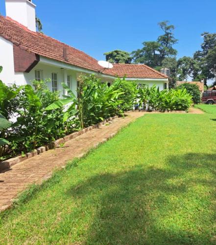 une maison avec une pelouse devant une maison dans l'établissement WHITE HOUSE GARDEN, à Moshi