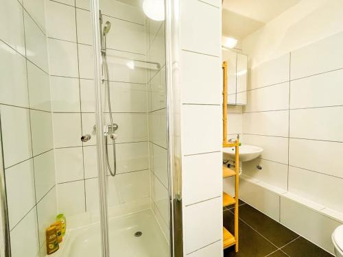 柏林的住宿－Stylish Apartment in convinient location，带淋浴和盥洗盆的浴室