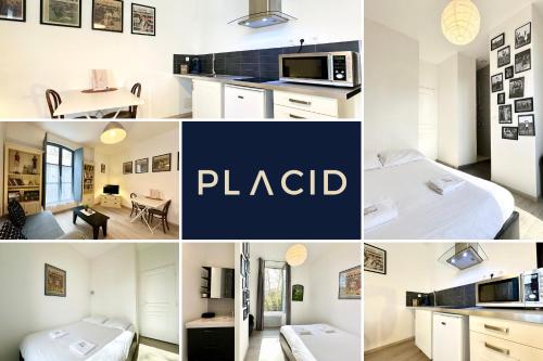 a collage of photos of a hotel room at Le Midou - Central - Calme - Vue sur Rivière - Fibre in Mont-de-Marsan