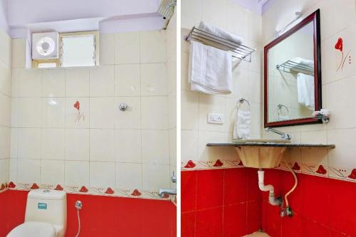 y baño con aseo, lavabo y espejo. en Hotel Champion Inn en Bangalore