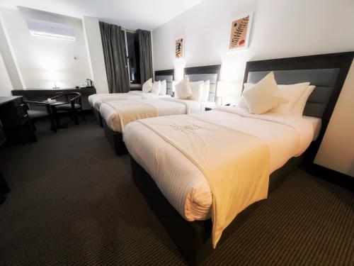 Petra Castle Hotel tesisinde bir odada yatak veya yataklar