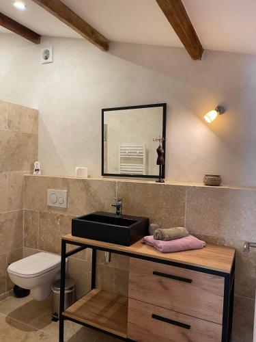 a bathroom with a sink and a toilet at Lou Mas in Gordes