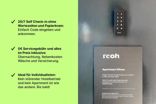 a sign on a door with a remote control at reoh I Maisonette am See I Malerischer Ausblick I Beamer I Berlin in 30min in Strausberg