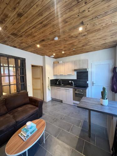 un salon avec un canapé et une table dans l'établissement Appartement à Sevrier, à Sévrier