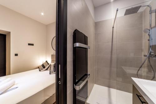a bathroom with a shower and a sink at The incredible Suite Moulin - brand new 2022 in Lyon