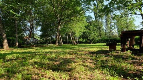 a park with a bench in a field with trees at Polani - Il Noceto in Cave