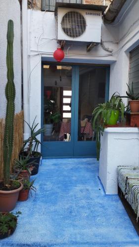 drzwi wejściowe domu z kaktusem w obiekcie Casa Bahía w mieście Arbúcies