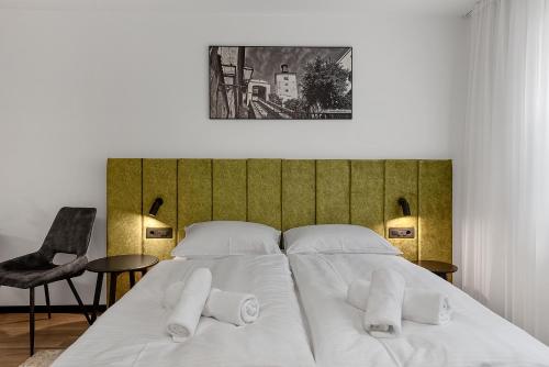 Katil atau katil-katil dalam bilik di Studio Apartments Lenuzzi Zagreb