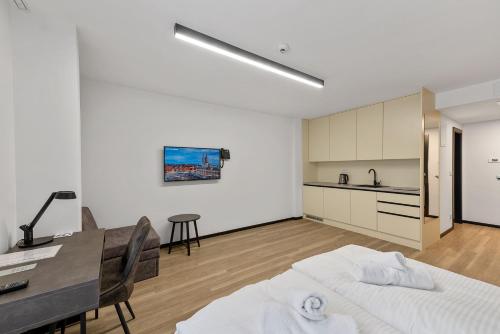 Dapur atau dapur kecil di Studio Apartments Lenuzzi Zagreb