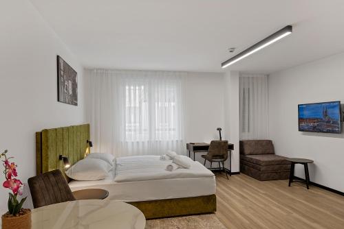 Katil atau katil-katil dalam bilik di Studio Apartments Lenuzzi Zagreb