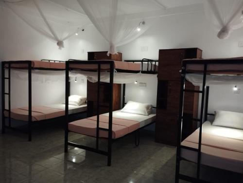 - un ensemble de lits superposés dans une chambre dans l'établissement Eco Pavilion, à Sigirîya
