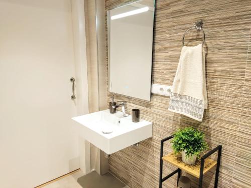 a bathroom with a white sink and a mirror at Apartamento en Valencia centro in Valencia